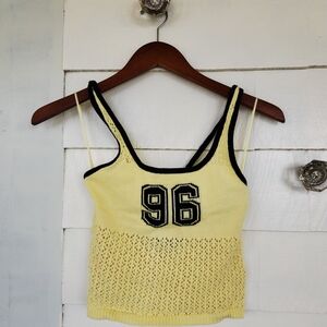 PacSun Yellow Knit Crop Top with Black Accents